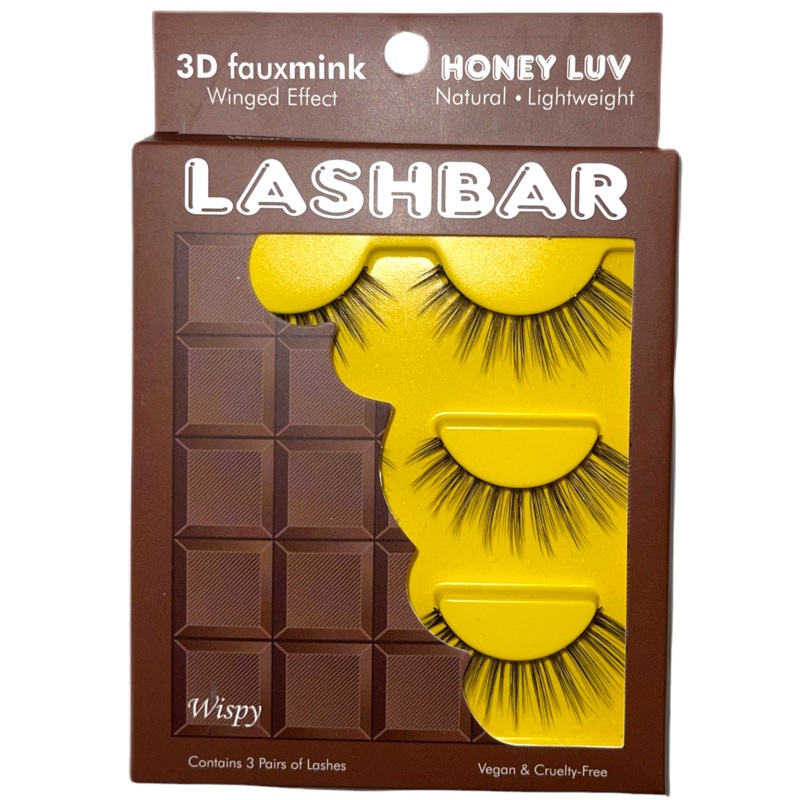 3-Pack Honey Luv 3D Fauxmink Lashbar False Eyelashes (Case of 12)
