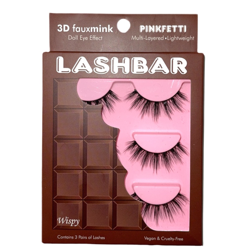 3-Pack Pinkfetti 3D Fauxmink Lashbar False Eyelashes (Case of 12)