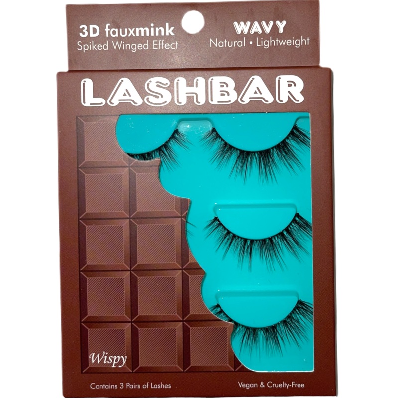 3-Pack Wavy 3D Fauxmink Lashbar False Eyelashes (Case of 12)