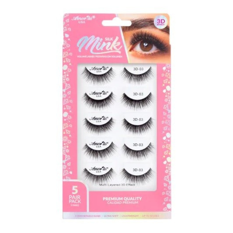 #03 – 5 Pair Pack Premium 3D Silk Mink False Lashes