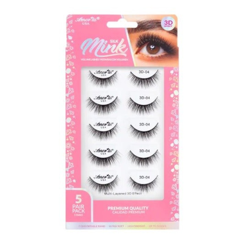 #04 – 5 Pair Pack Premium 3D Silk Mink False Lashes
