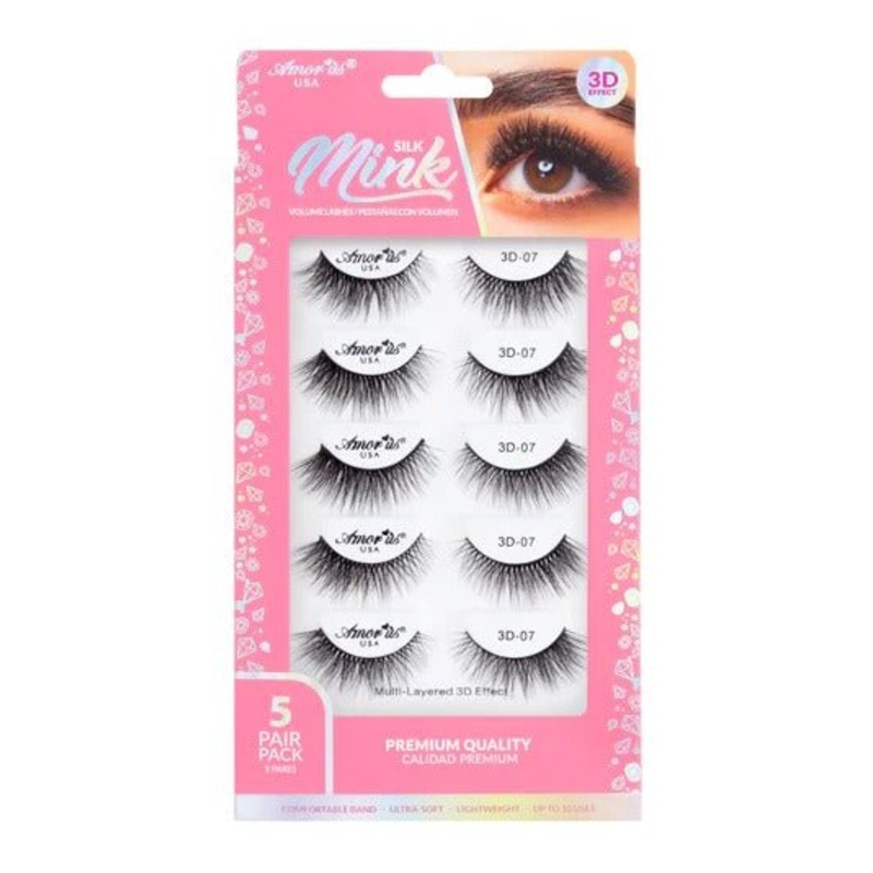 #07 – 5 Pair Pack Premium 3D Silk Mink False Lashes