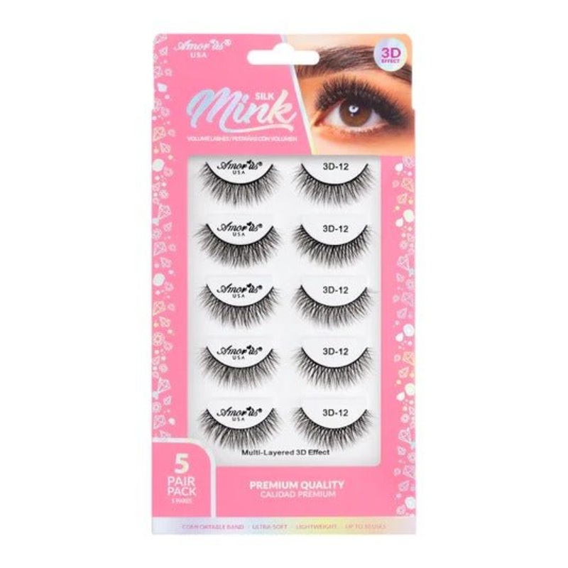 #12 – 5 Pair Pack Premium 3D Silk Mink False Lashes