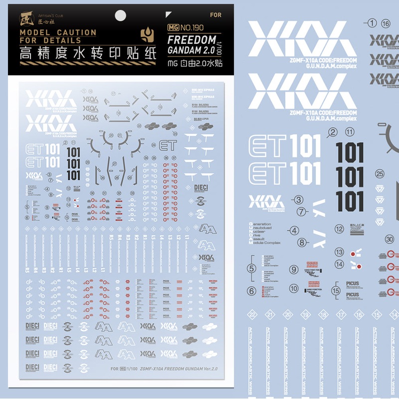 Artisan’s Club MG Freedom Gundam Ver 2.0 Water Decal