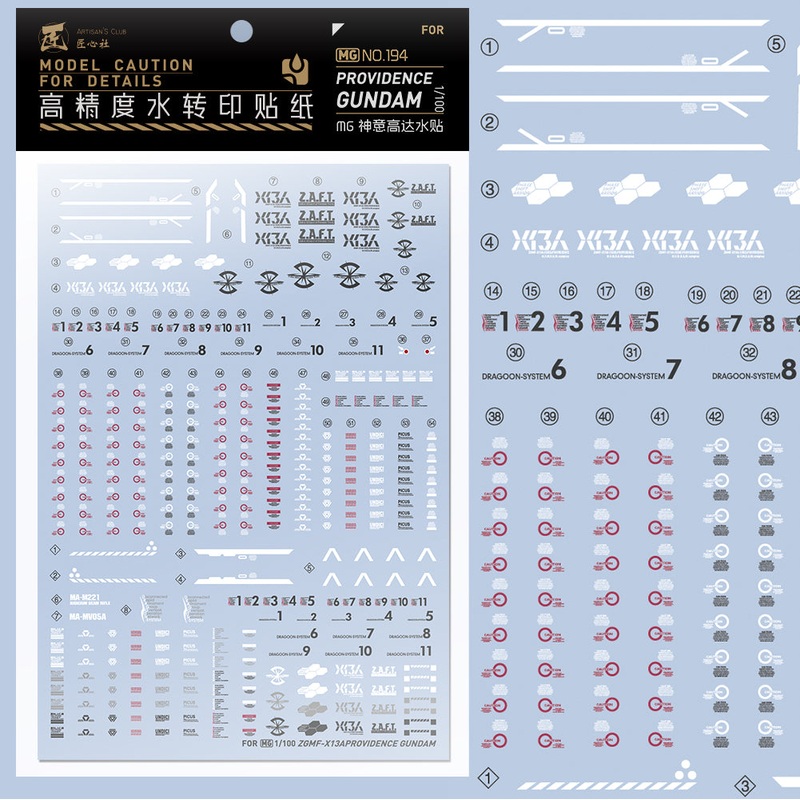 Artisan’s Club MG Providence Gundam Water Decal
