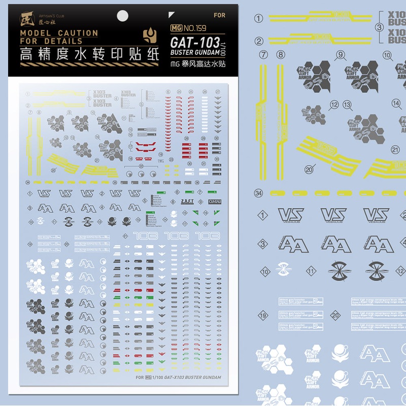 Artisan’s Club MG GAT-103 Buster Gundam Water Decal