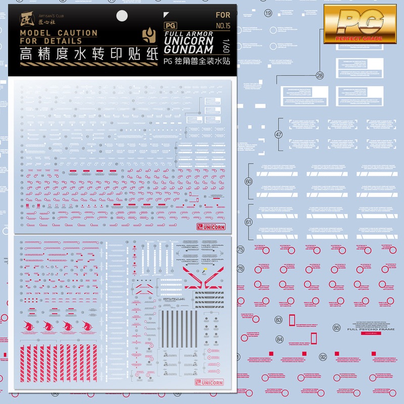 Artisan’s Club PG Full Armor Unicorn Gundam Water Decal