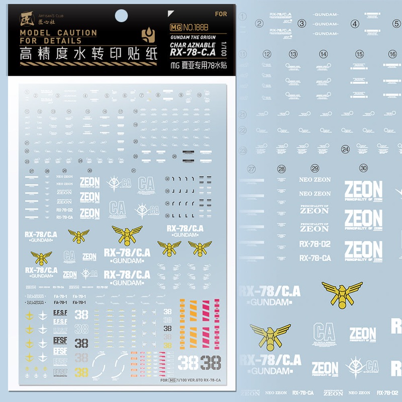 Artisan’s Club MG GTO Char Aznable Rx-78-C Water Decal