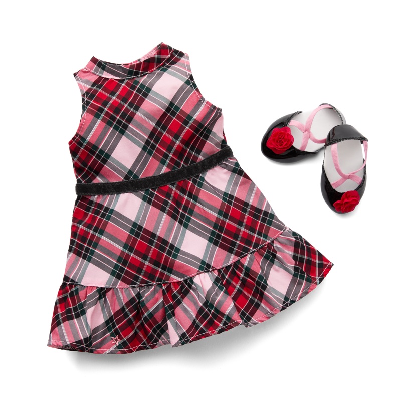 American Girl x Janie and Jack Holiday Plaid Dress & Flats Outfit for 18-inch Dolls