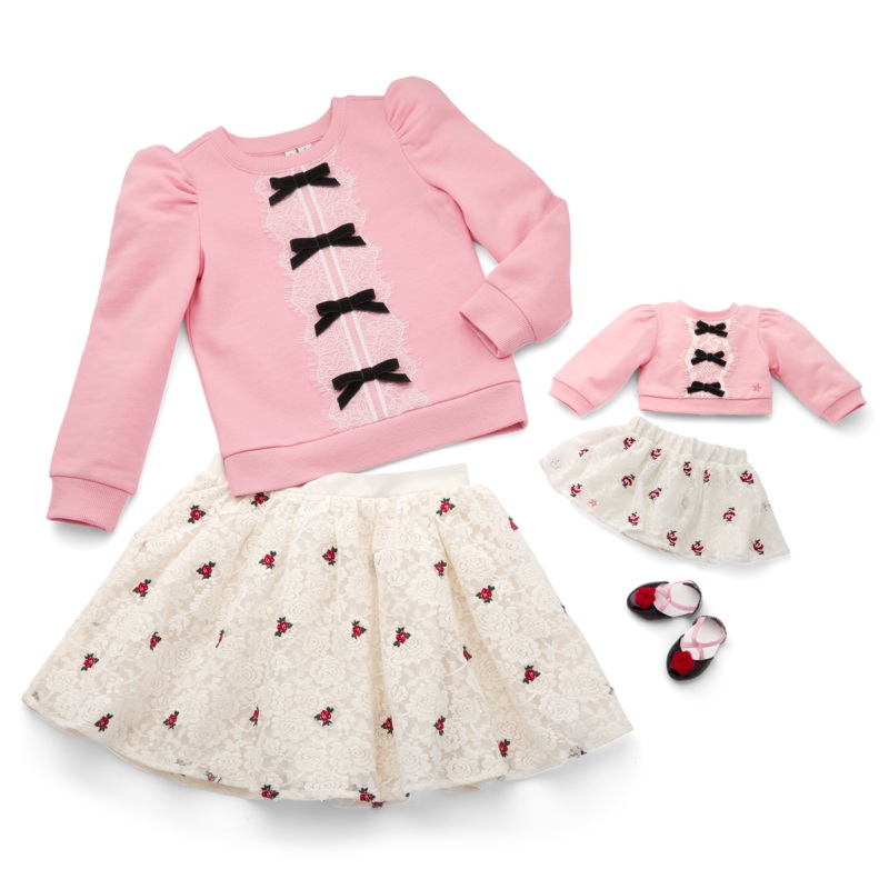 American Girl x Janie and Jack Holiday Rose Skirt & Top Outfit for Girls & 18-inch Dolls