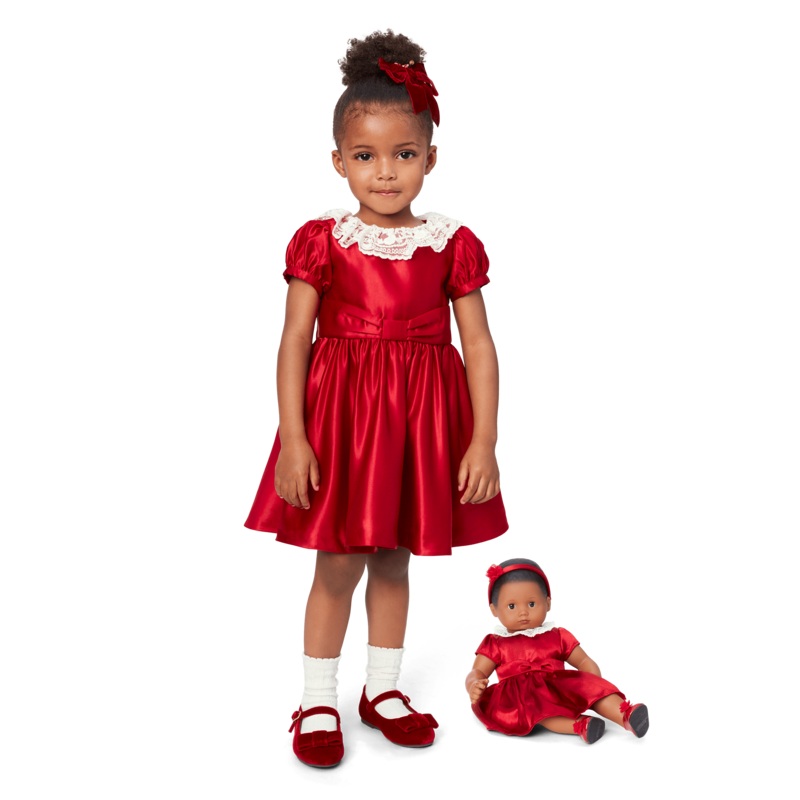 American Girl x Janie and Jack Holly-Red Party Dress for Little Girls & Bitty Baby Dolls