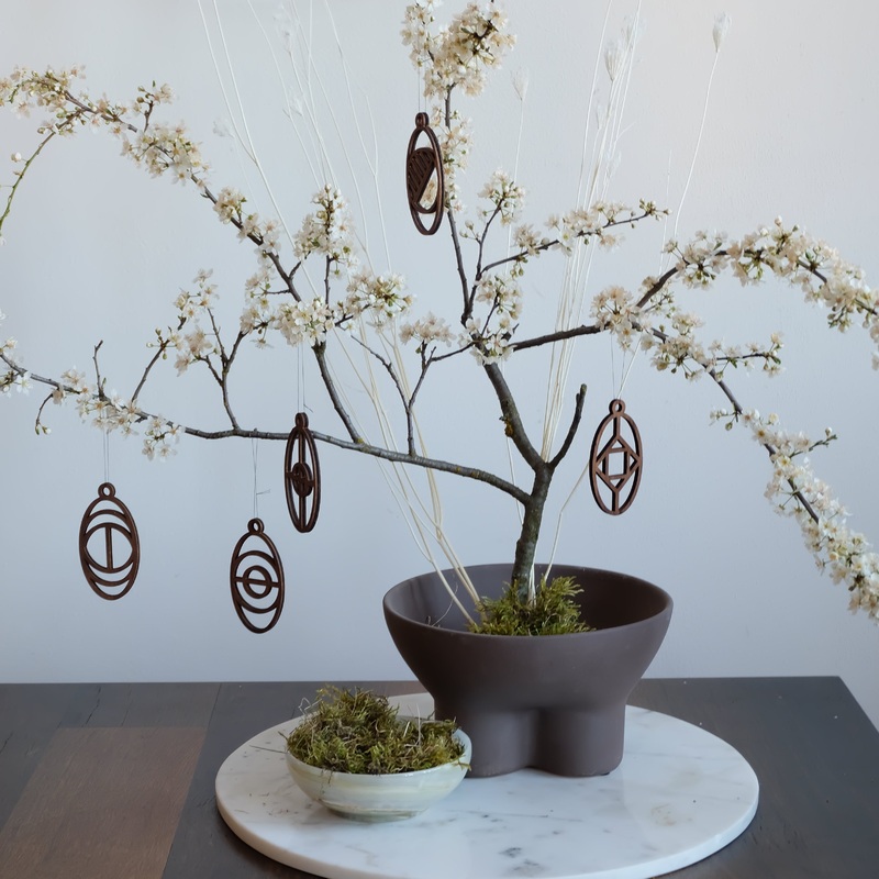 Oster Ornamente (5er Set) – Osterschmuck aus Holz –
