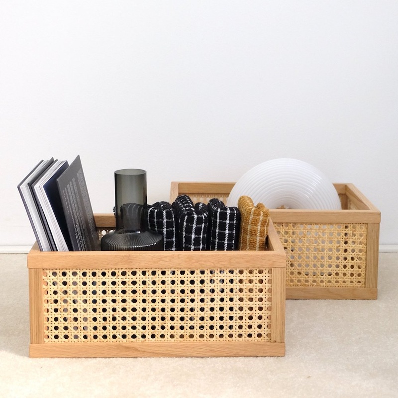 Aufbewahrungsbox Cane – Box aus Rattan und Eiche