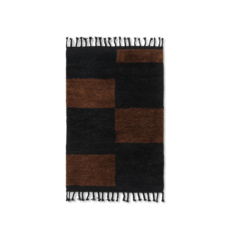 Woll-Teppich Mara, 80 x 120 cm schwarz / chocolate – ferm LIVING