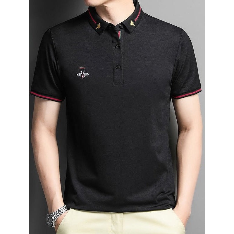 Men’s Lapel Business Solid Color Cotton Polo Shirt