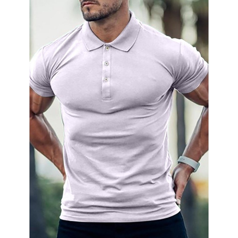 Men’s Solid Color Cotton Short Sleeved Polo Shirt