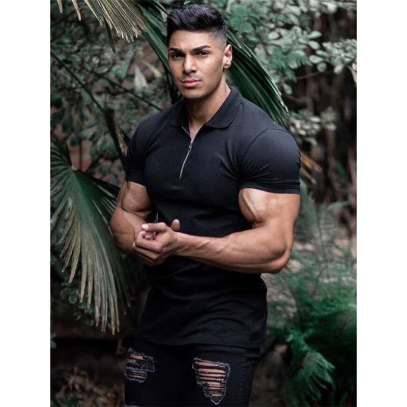 Summer Short Sleeve Lapel Fitness Polo Shirt