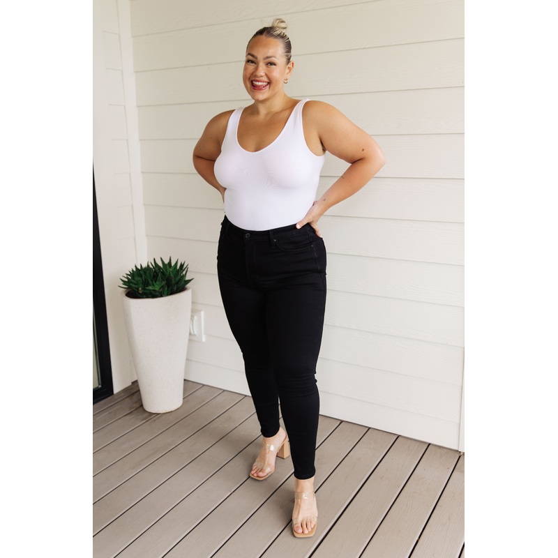 Audrey High Rise Control Top Classic Skinny Jeans in Black