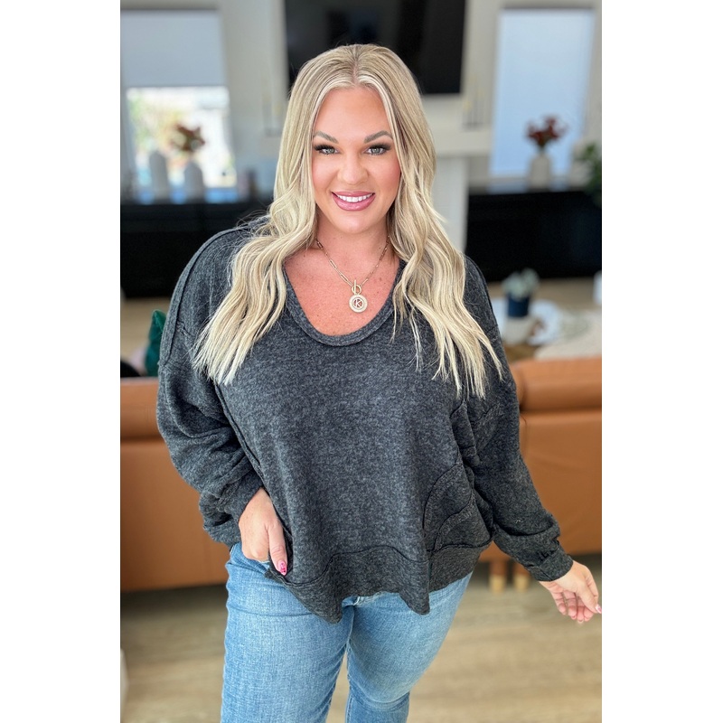 Leave It To Chance Hooded Scoop Neck Pullover in Black
