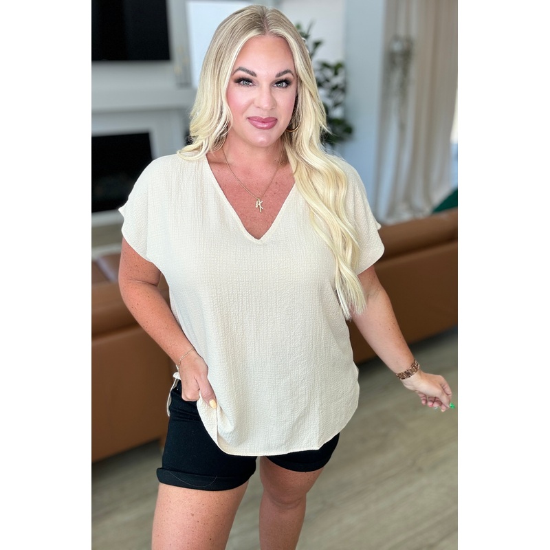Let Me Be Your Wings V-Neck Top in Taupe