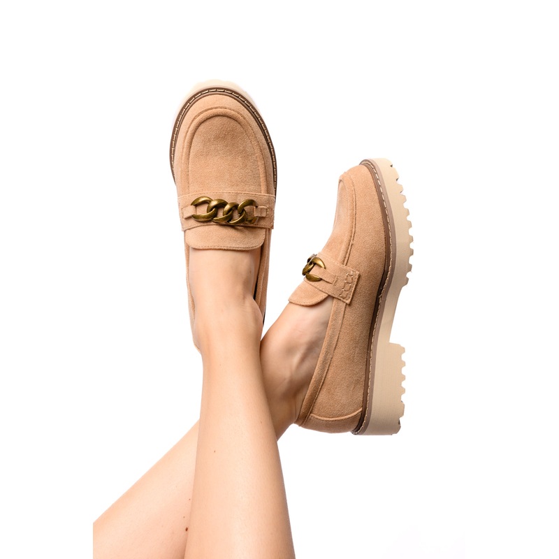 Literally Loafers in Camel Faux Suede