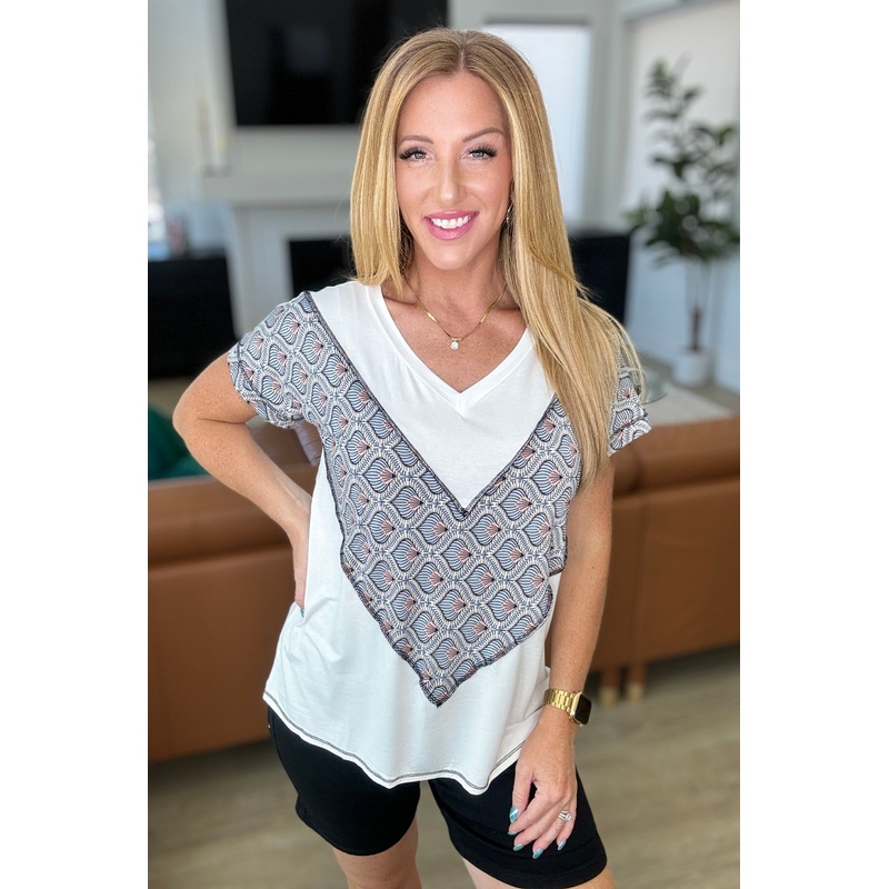To Rock a Rhyme Color Block Top in Abstract