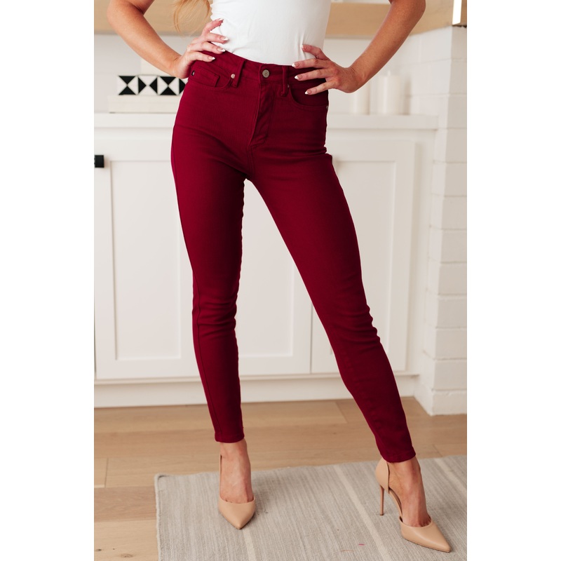 Wanda High Rise Control Top Skinny Jeans Scarlet