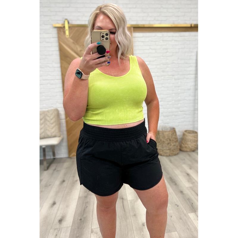 Windbreaker Smocked Waistband Running Shorts in Black