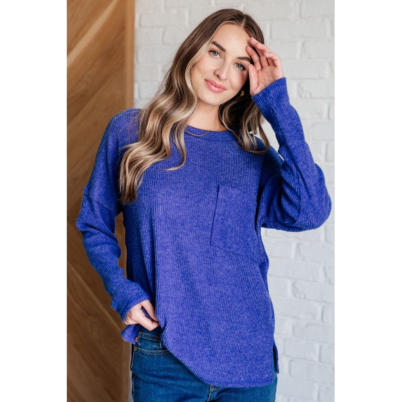 Casual Tuesday Ribbed Knit Sweater in Bright Blue