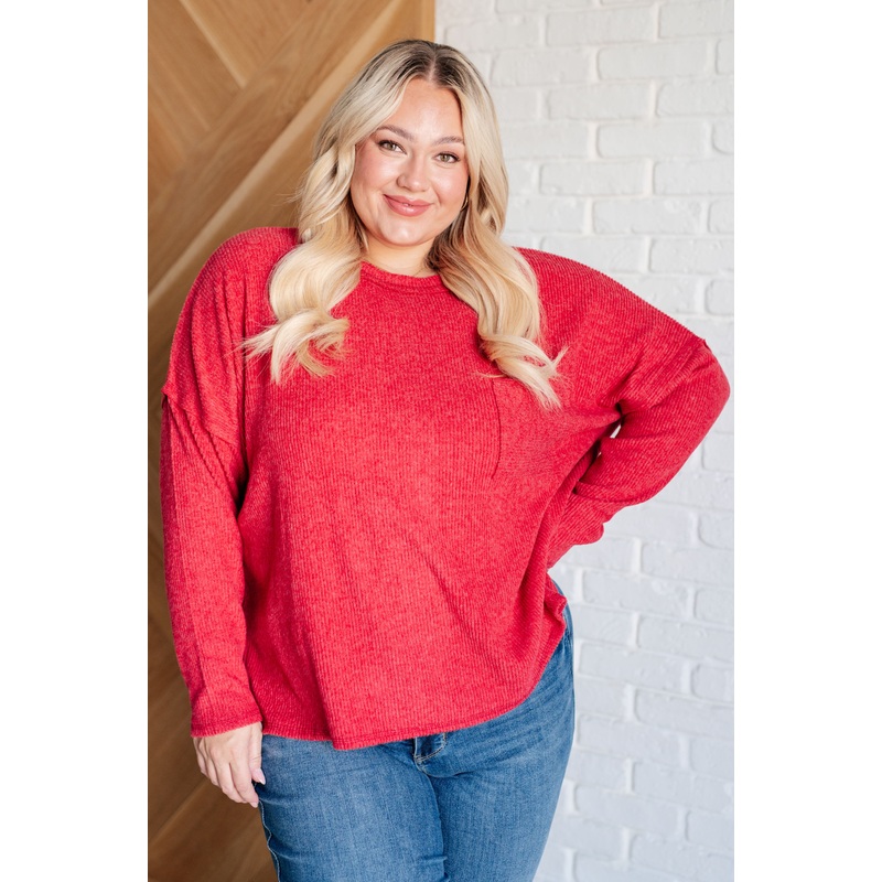 Casual Tuesday Ribbed Knit Sweater in Dark Red