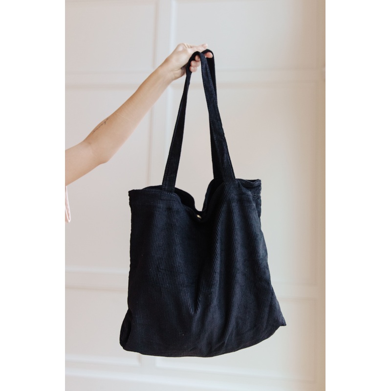 Last Minute Corduroy Tote in Black
