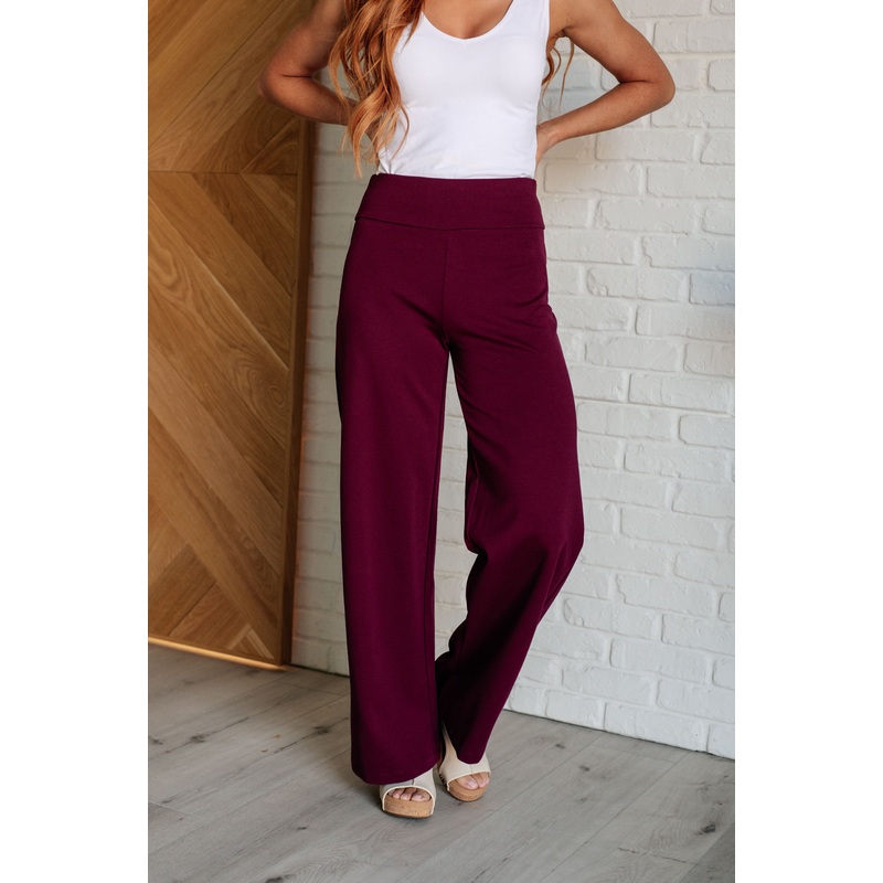Magic Wide Leg Pants in Wine