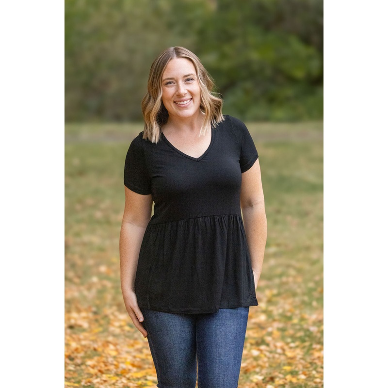 Sarah Ruffle Top – Black