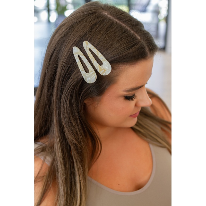 2 Pack Teardrop Hair Clip in Gold Shell