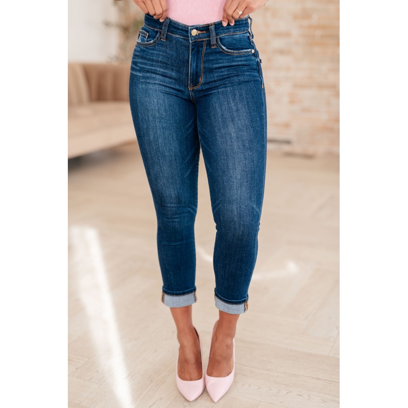 Bette Mid Rise Vintage Cuffed Skinny Capri