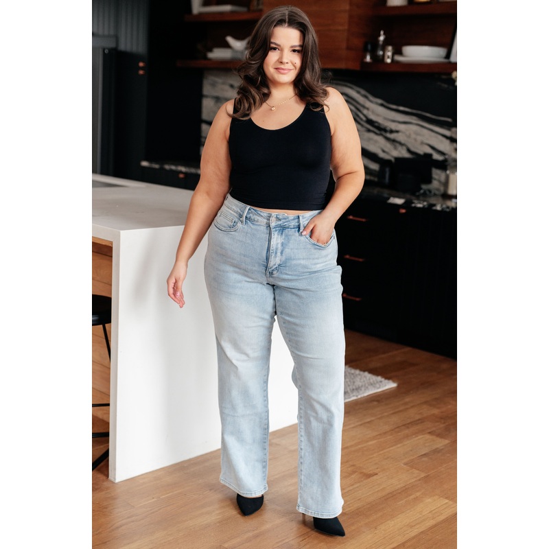 Brooke High Rise Control Top Vintage Wash Straight Jeans