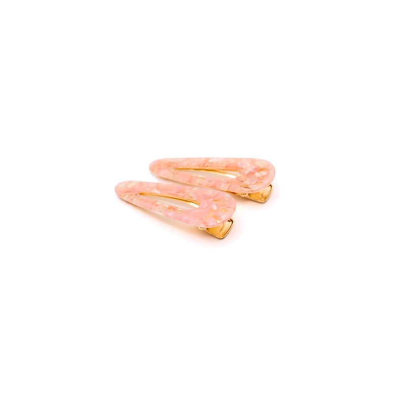 2 Pack Teardrop Hair Clip in Pink Shell