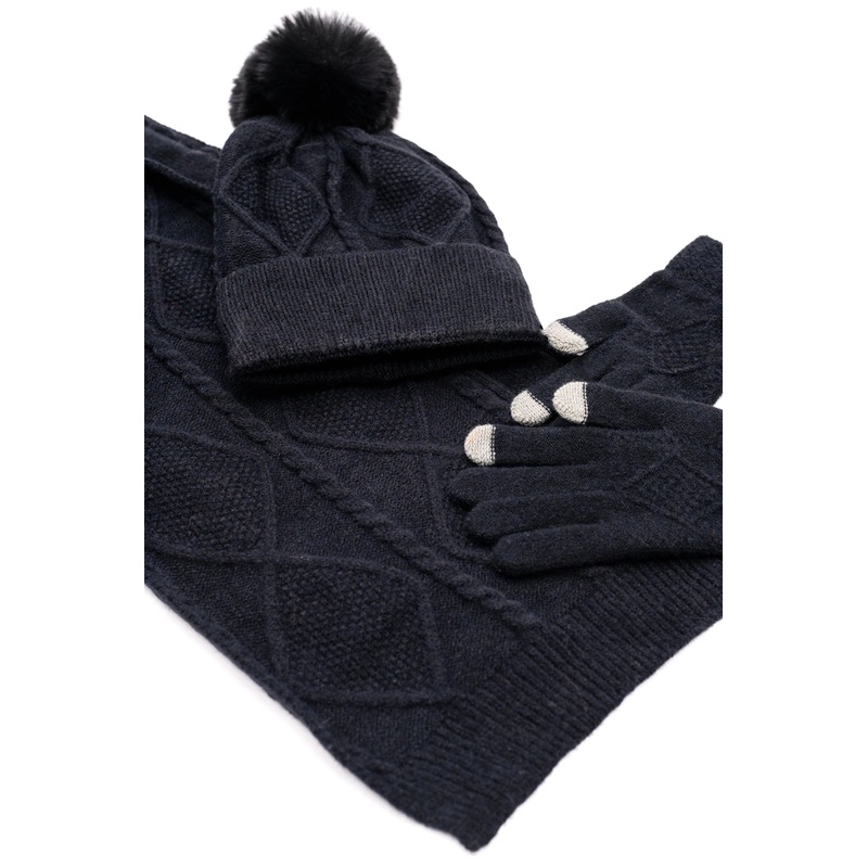 Jane Frost Beanie, Glove, and Scarf Set In Black