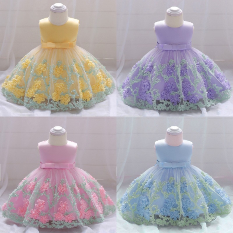 Vestido elegante floral para meninas – 3 meses a 2 anos