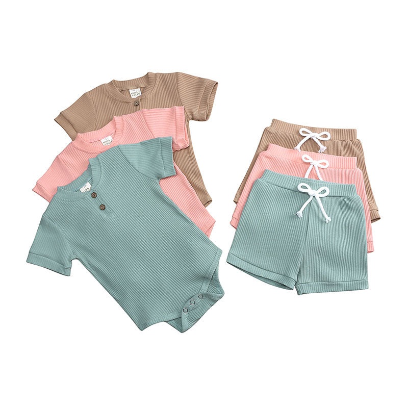 Conjunto de Body e Short Para Meninas Bebs –  3 a 24 Meses