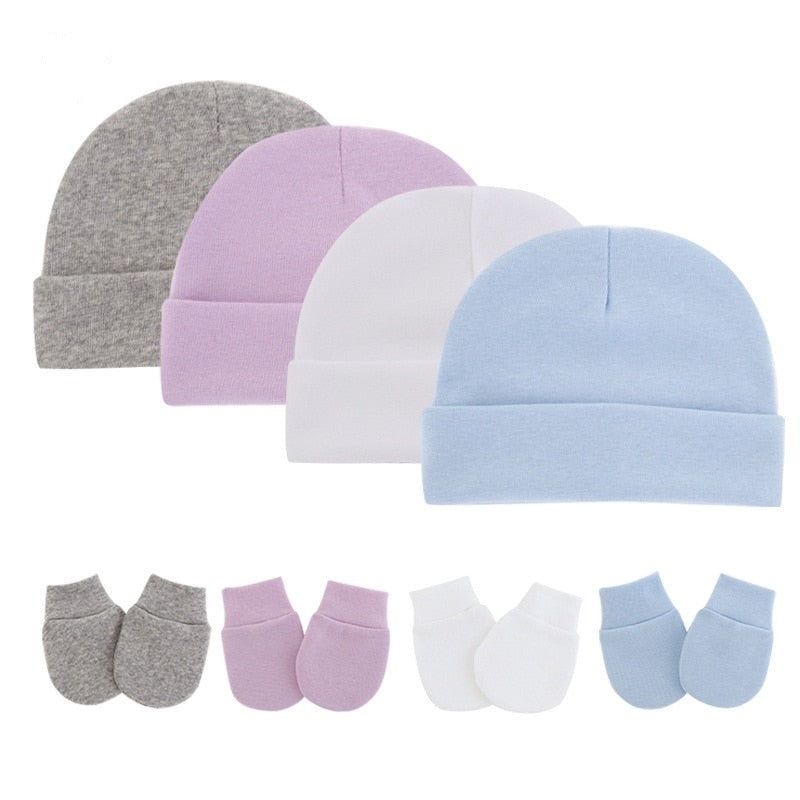 Conjunto de luvas e gorro para beb recm nascido