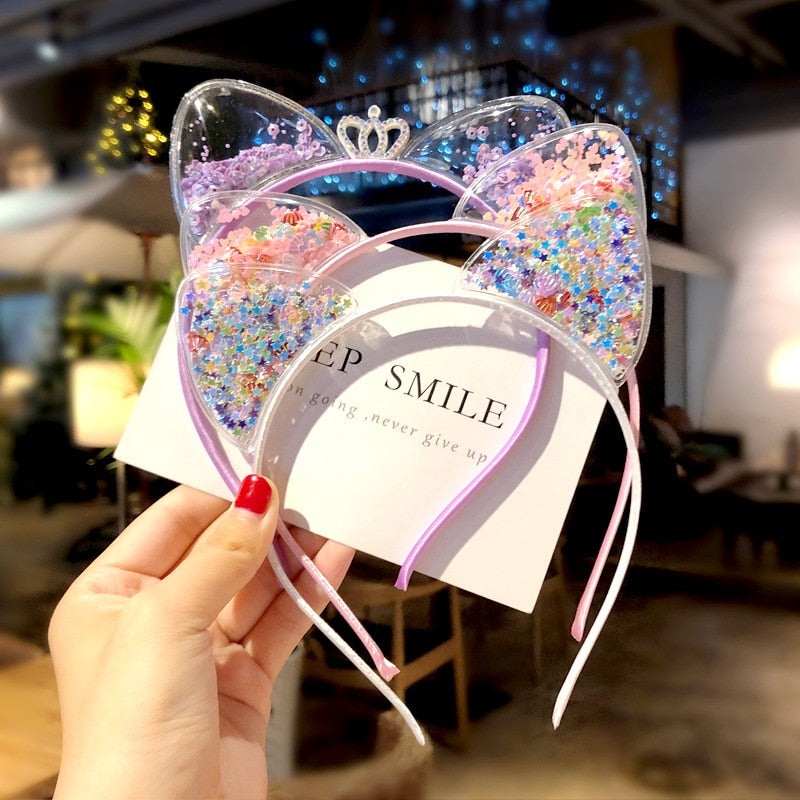 Tiara com orelhas de gatinha para meninas