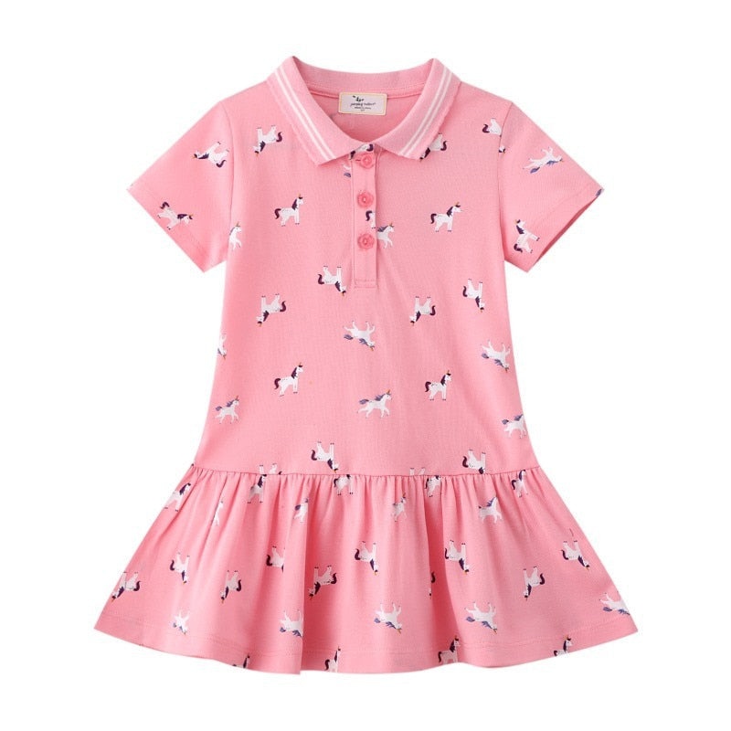 Vestido Estampado Manga Curta – 2 a 7 anos