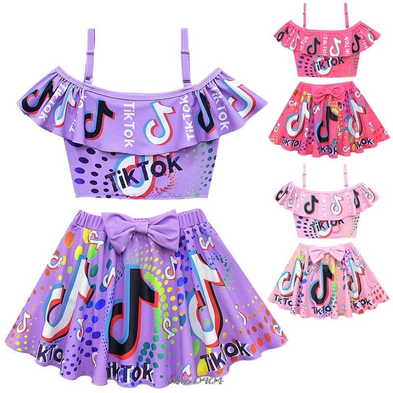 Conjunto Top e Saia TikTok – 2 a 10 anos