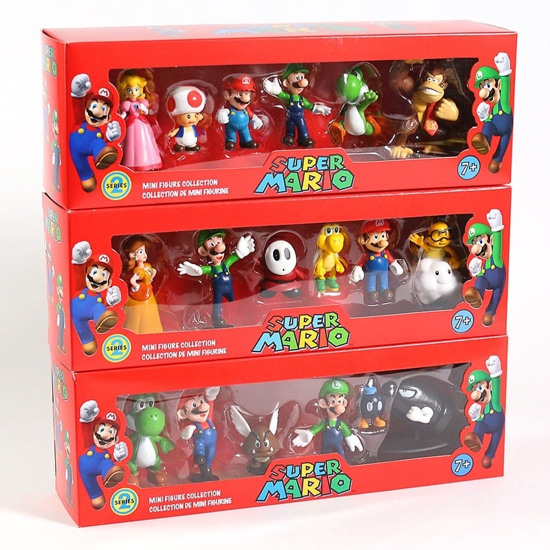 Pack com 6 Action Figures do Super Mario
