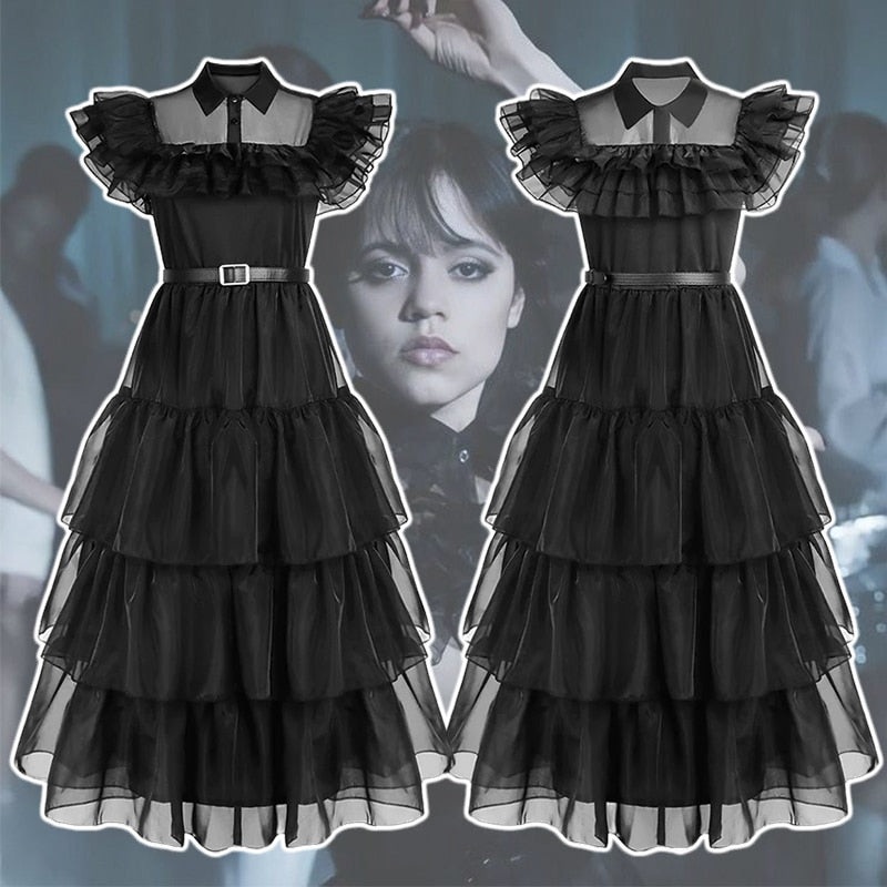 Vestido Wandinha Addams – P Infantil ao XXXG Adulto
