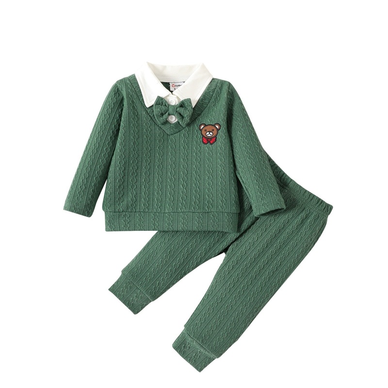 Conjunto Manga Longa Verde Ursinho – 3 a 24 meses