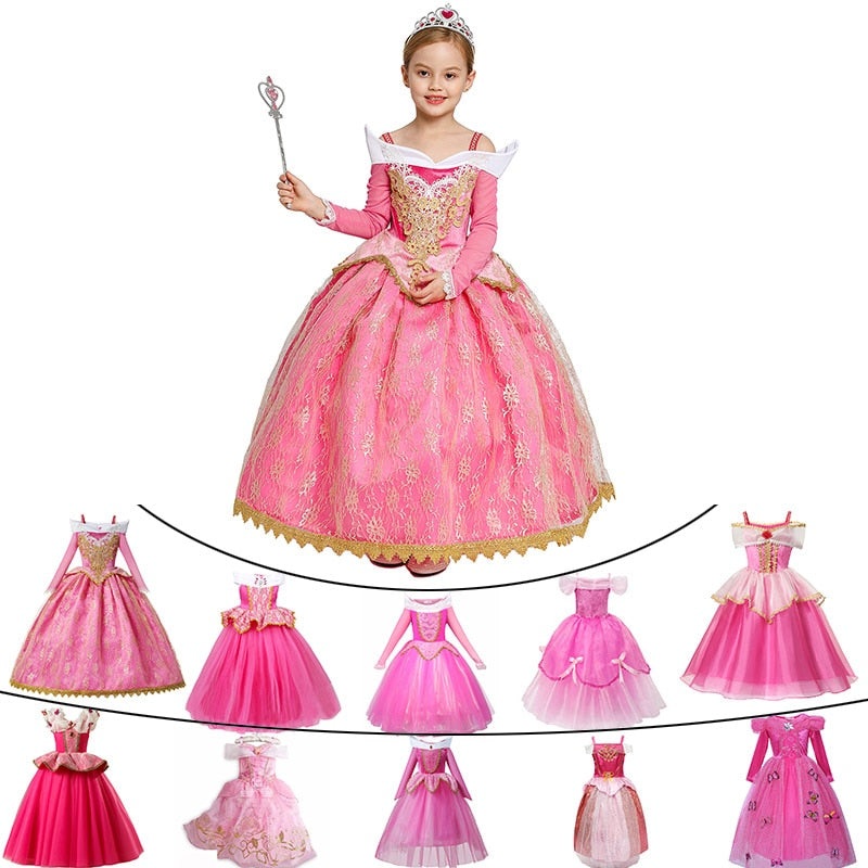 Vestido da Bela Adormecida para crianas – 3 a 8 anos