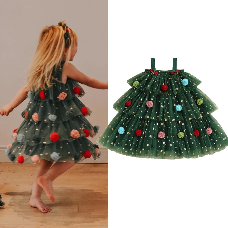 Vestido de Tutu Natalino – 1 a 9 anos