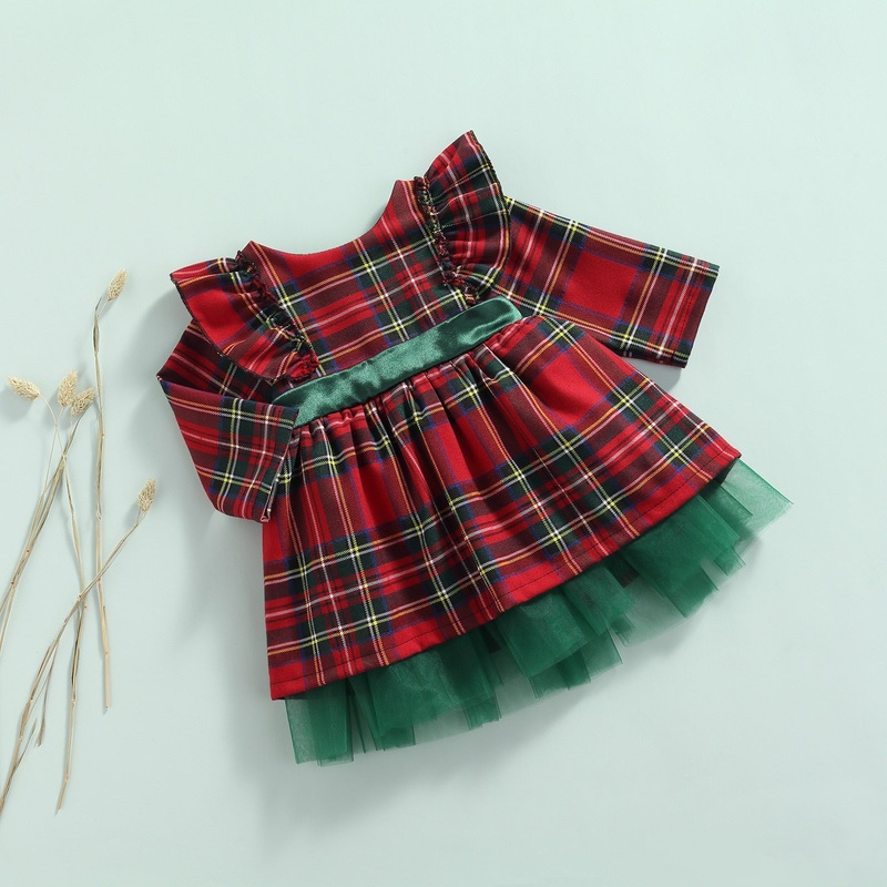 Vestido Xadrez Natalino – 6 meses a 6 anos